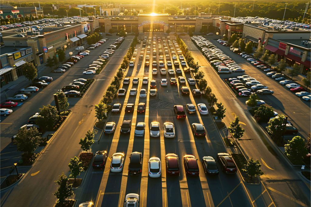 Fila de carros em estacionamento 